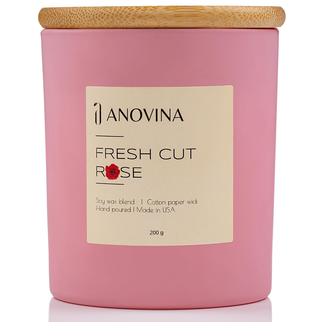 Rose Scented Candle - Long-Lasting Soy Wax Blend - Non-Toxic Floral Candle Décor & Relaxation - Aesthetic Gift for
