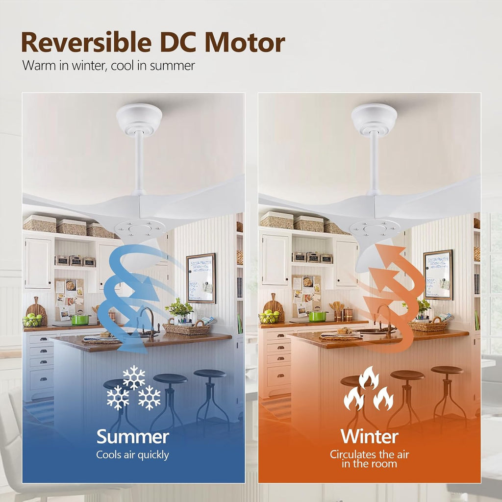 Inspired Maverick Style 42 Inch Solid Wood Ceiling Fan with Remote,White Ceiling Fan no Light,6 Speeds,Noiseless,Reversible DC Motor,Modern Ceiling Fans without Lights for Outdoor Indoor Bedroom Farmhouse,Patios A101-B0DFTMQX4F