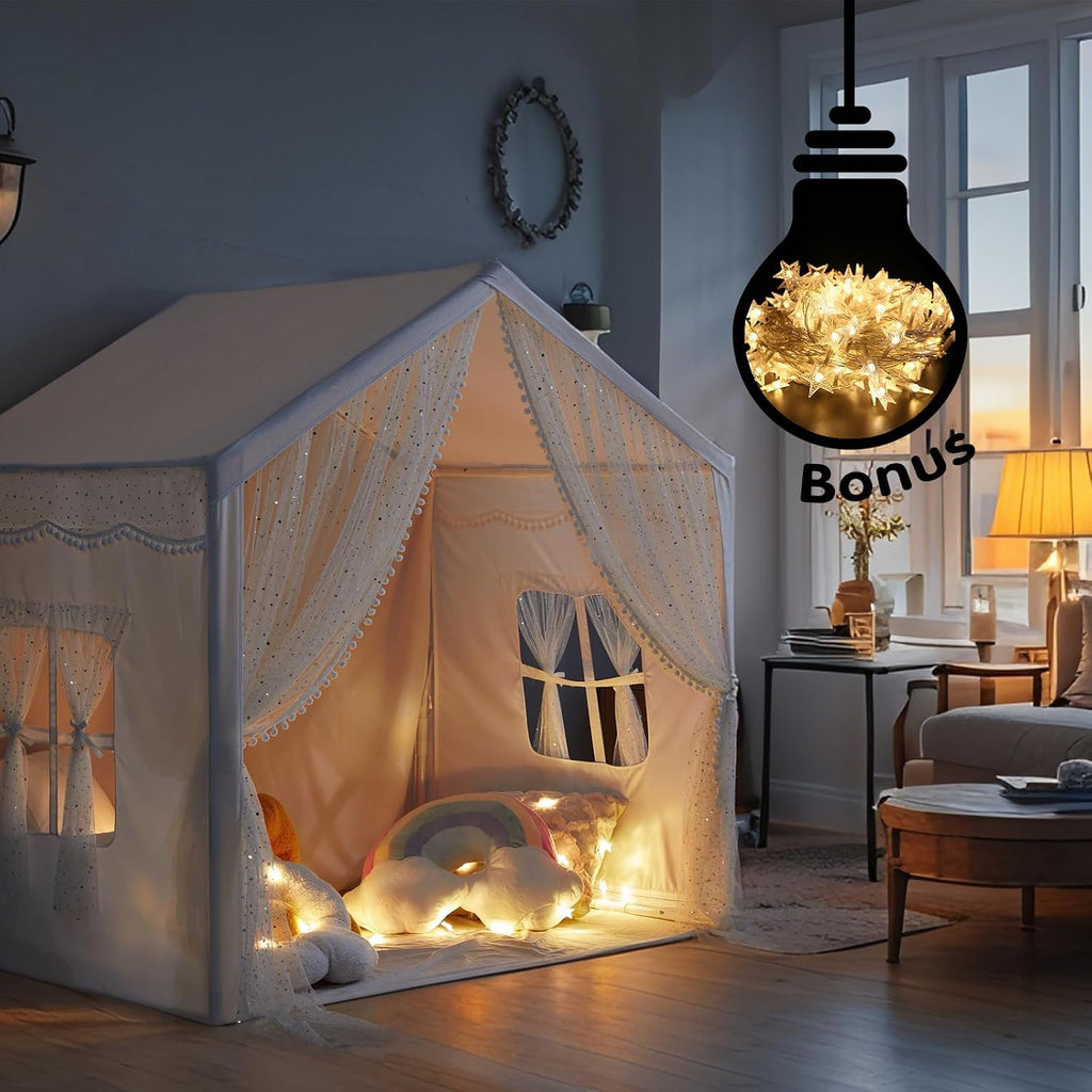 Kids Play Tent, Play Tent for Toddlers Age 3-12, Indoor Playhouse with Carry Bag, Safe PVC Frame & Breathable Cotton