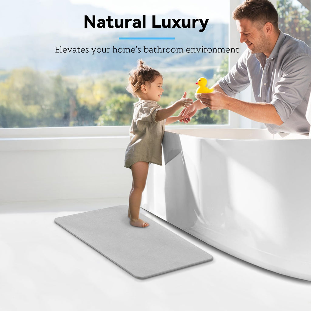 Stone Bath Mat, Dries Quickly, Non-Slip Diatomaceous Earth Bath Mats, Super Absorbent Stone Shower Mat, Easy to