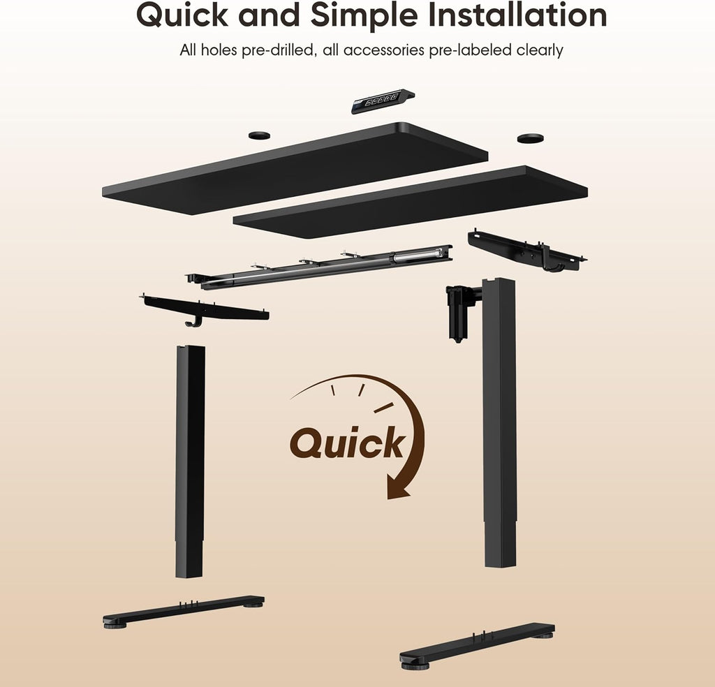 Electric Standing Desk 55"x24"Height Adjustable Sit Stand Up,Black | Ergonomic Computer Workstation Desk with Memory