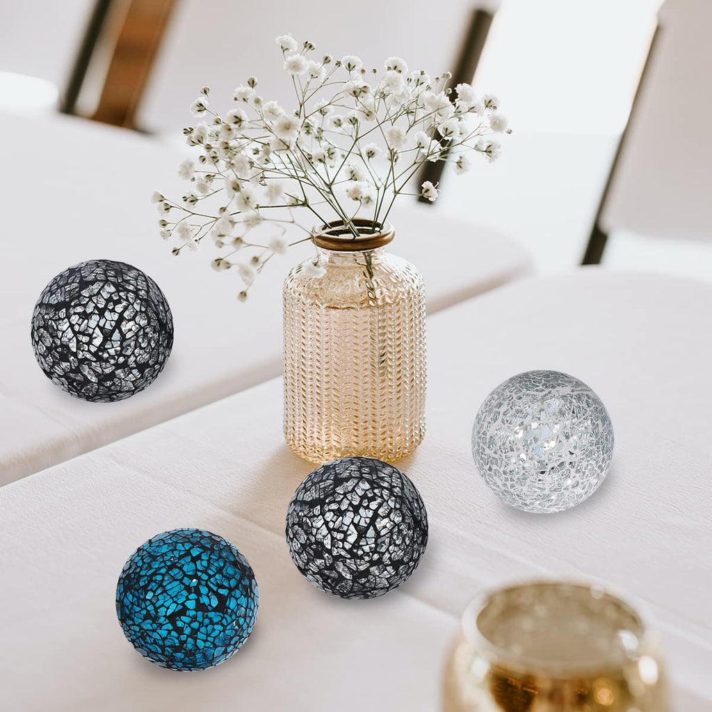 Decorative Glass Balls 2.4" Small Mosaic Sphere Decorative Orbs Centerpiece Balls for Bowls, Vases, Dining - Set of 6