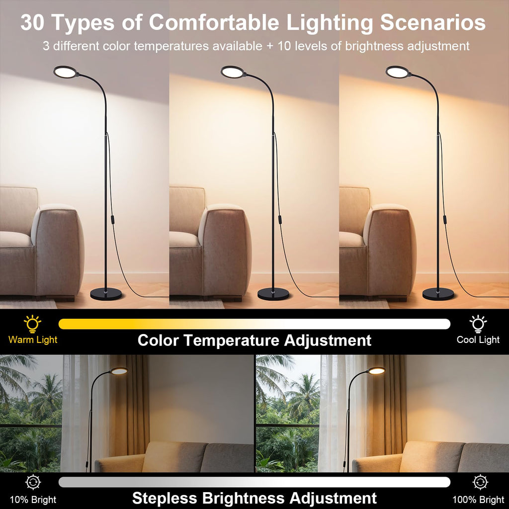 Black Dimming Bright Eye Protection Reading Floor Lamp