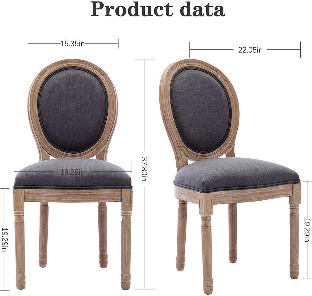 French Dining Chairs Set of 2, Farmhouse Dining Chairs, Vintage Country Dining Chair with Round Back, French Bistro