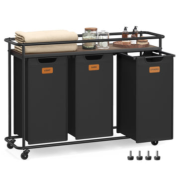 Laundry Sorter with Wheels, Portable Rolling Cart, 39.6 Gal.(150 L)