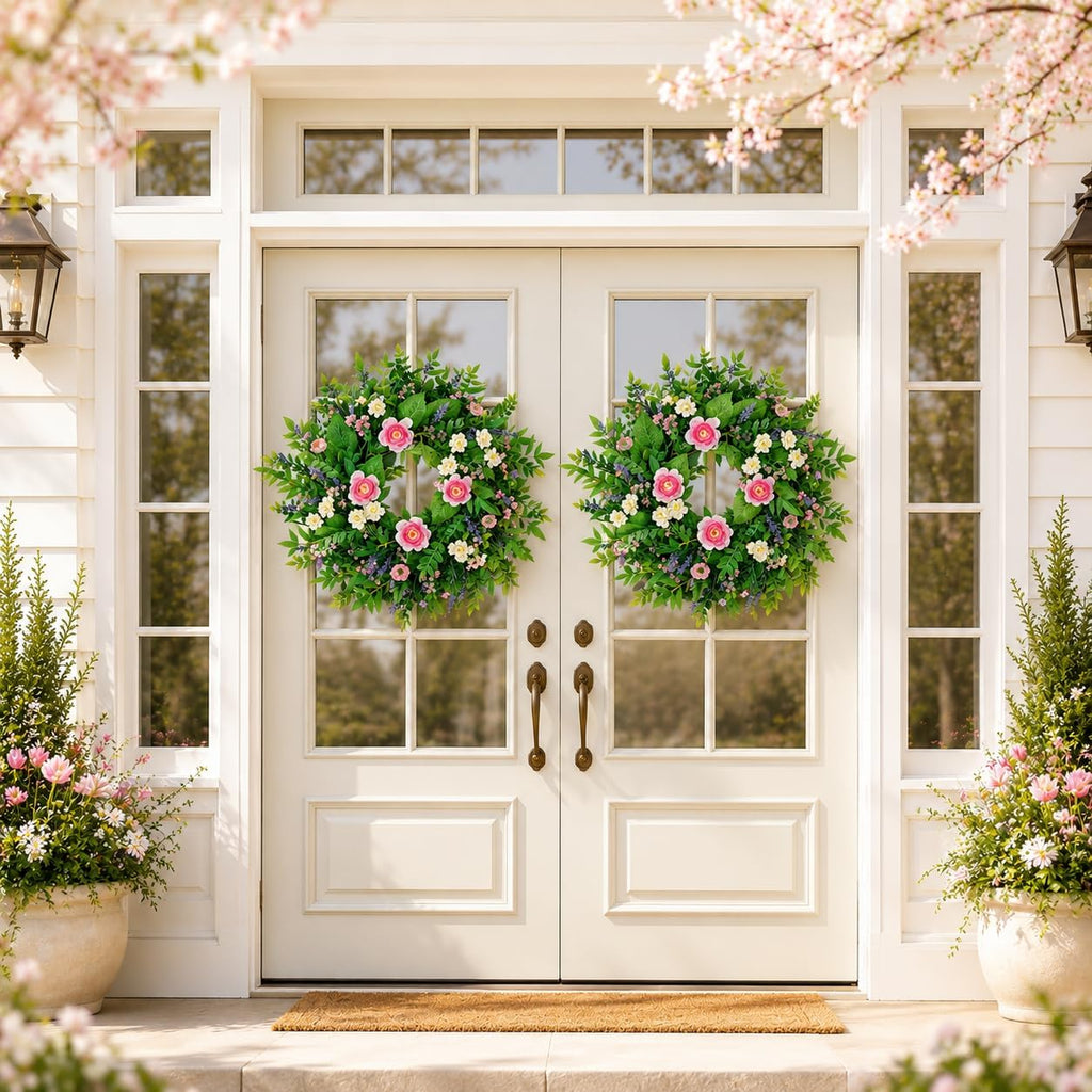 24 Inch Summer Flower Wreath for Front Door, Lavender and Daisy