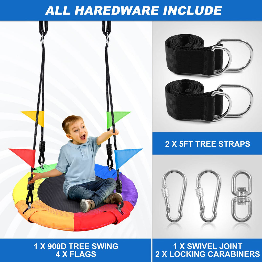 24 inch Chidren Tree Swing Net Swing Outdoor Kid Platform Swing with Detachable Weight Load Oxford Fabric and