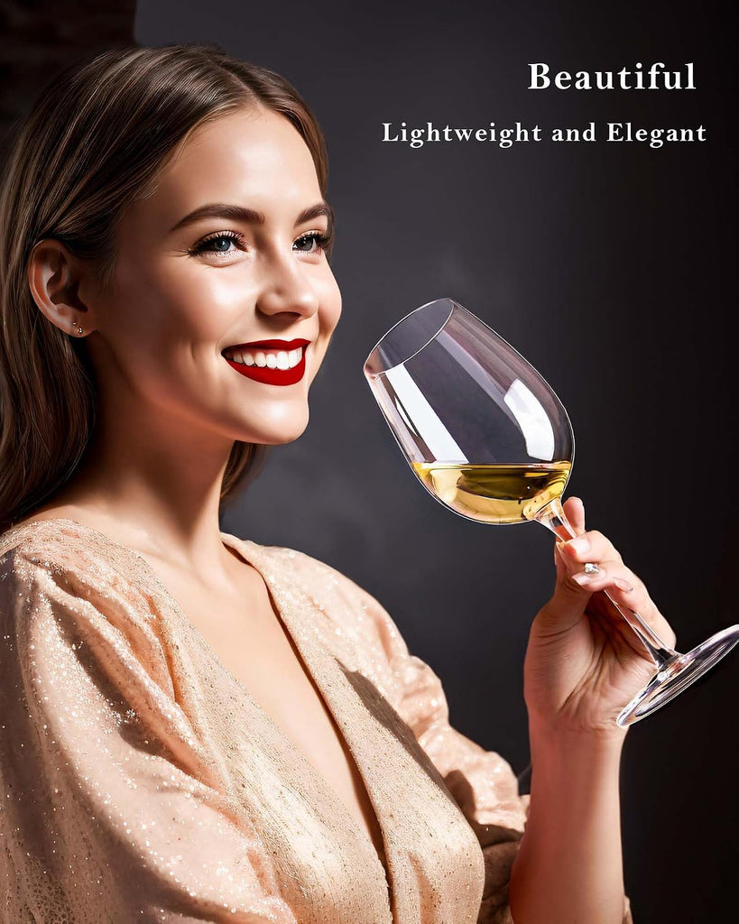 Hand Blown Italian Style Crystal White or Red Wine Glasses - Gift Packaging for Any Occasion - Lead-Free Premium