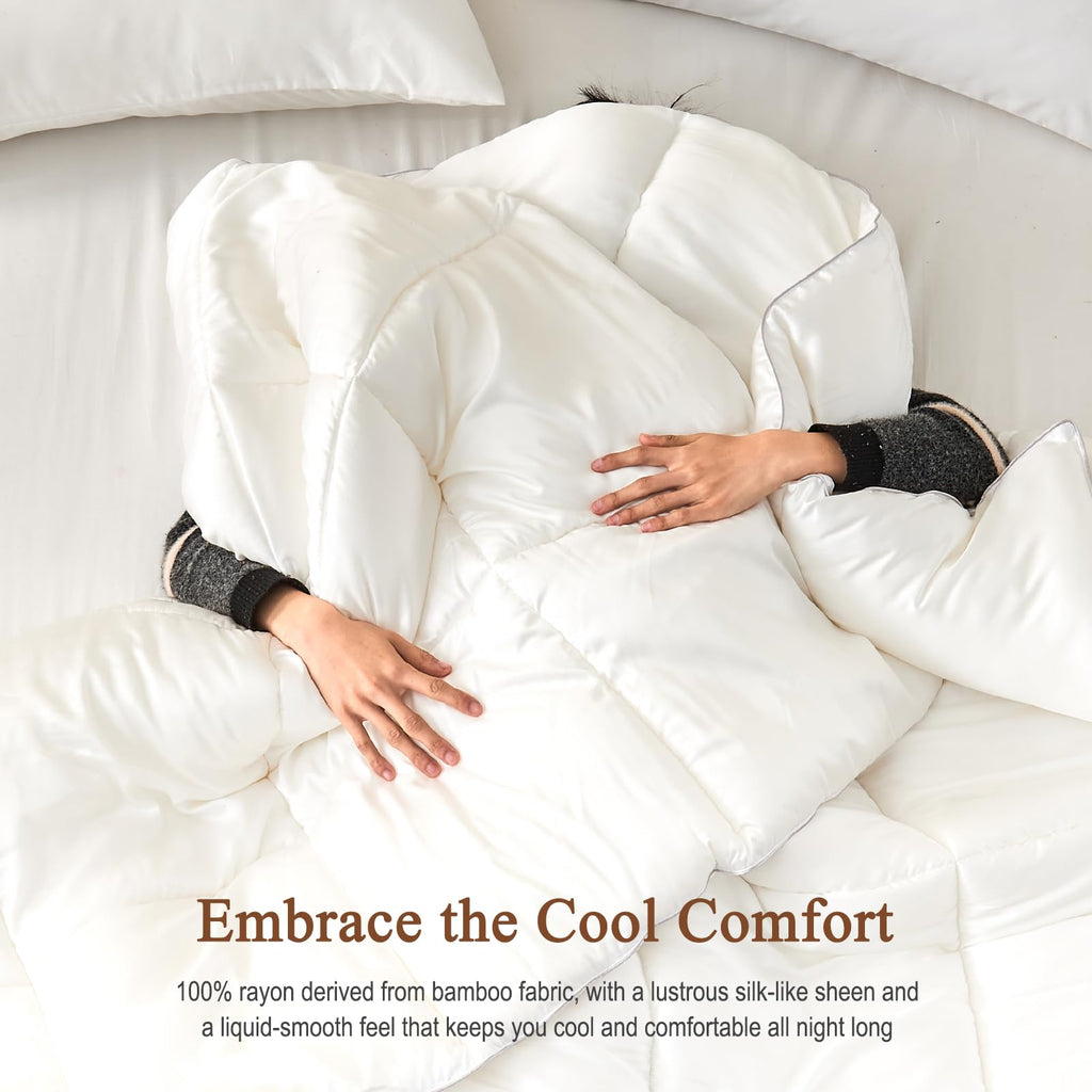 Cooling Comforter - 100% Bamboo-Derived Rayon Comforter with Silk-Infused Fill, ClimaSilkTM Ultra-Soft