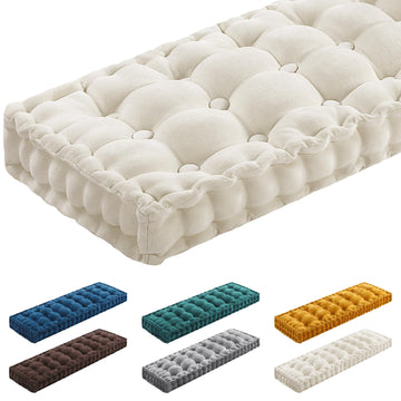 36x14 Inch Daybed Bench Cushions for Indoor Furniture Chenille Velvet Beige Button Tufted Thicken Seat Pad Mat with