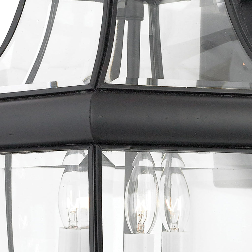 Newbury 23 Inch Outdoor Wall Lantern, 3-Light with Clear Glass - Mystic Black