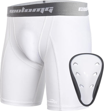 Youth Boys Compression Shorts with Athletic Cup Baseball Football