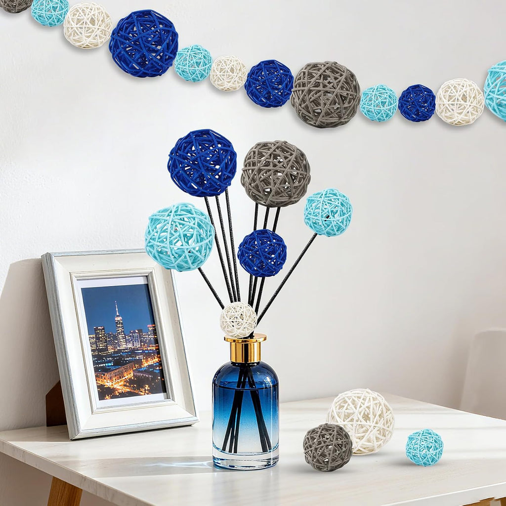 Wicker Rattan Balls, 3 Sizes Decorative Balls for Vase Filler - Set of 40