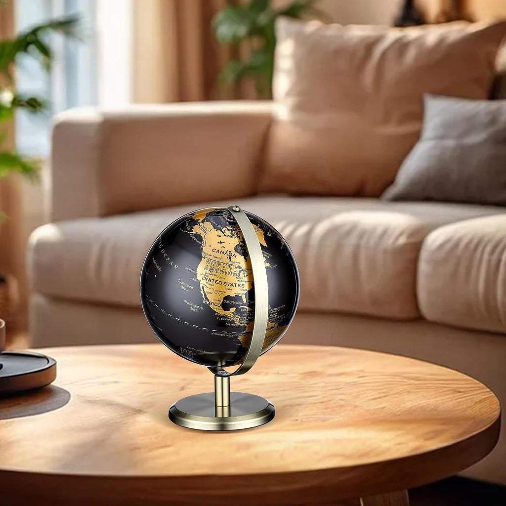 Vintage Globe World Globe 7.67" Metal Rotating Desk Ornament