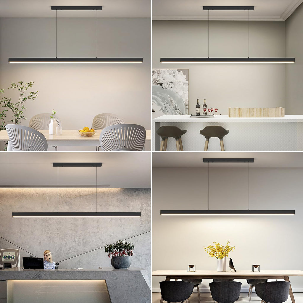 LED Linear Pendant Light, 31IN Ceiling Chandlier Light Fixtures Hanging with Remote Control 3000k-6500K Adjustable