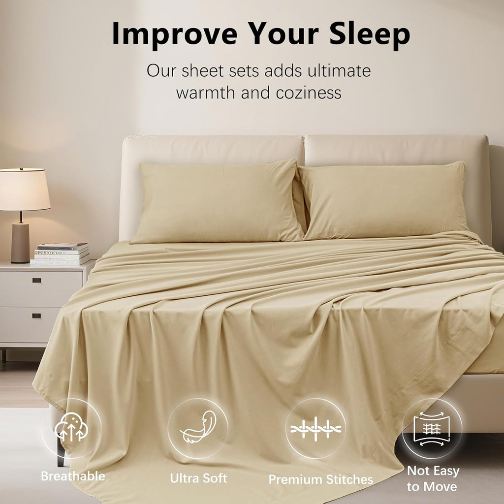 King 4 Piece Sheet Set - Hotel Luxury Bedding for King Bed - Soft and Breathable Bed Sheets Set - Deep Pocket