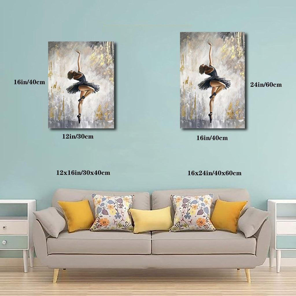 Ballet Wall Art Abstract Dancer Figure Canvas Painting Ballerina Decor for Girls Room Ready to Hang Small Canvas Wall
