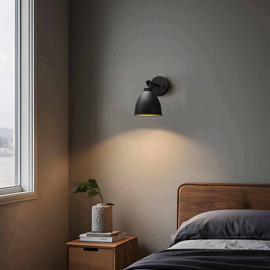 Industrial Wall Sconce Matte Black Barn Farmhouse Wall Light Fixture with Metal Lampshade (Right-Angled)