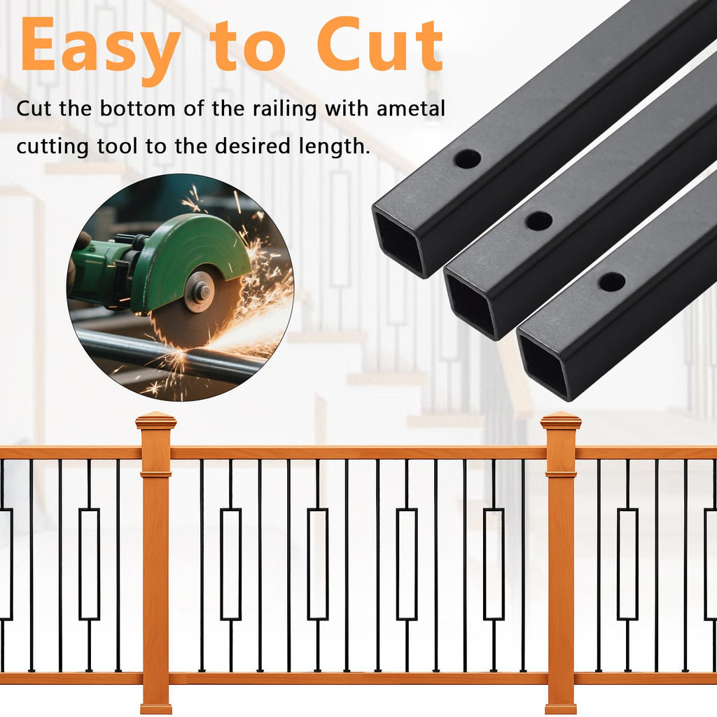 30Pack Wrought Iron Balusters 44 Inches Deck Balusters Combine 1/2" Square Plain Bar Balusters, 10 Single Rectangle