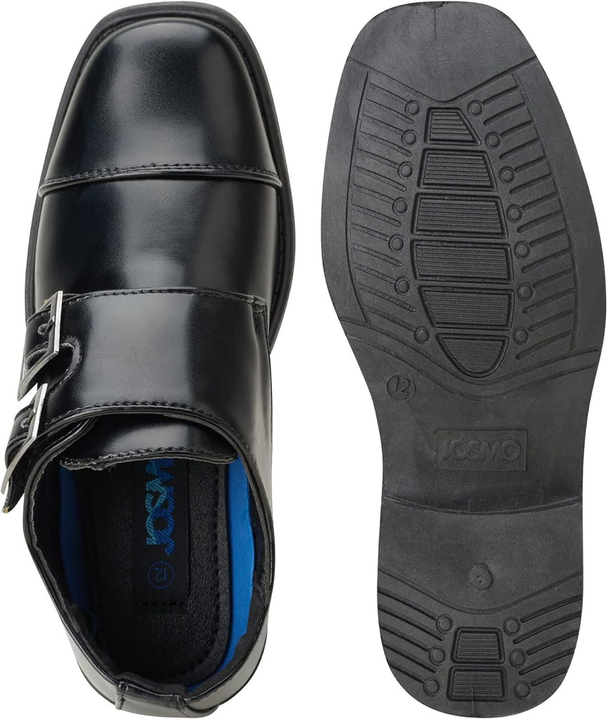 Boys Dress Shoes - Hook and Loop Double Monk Strap Cap Toe Oxford Loafers ( Toddler/ Little Kid)