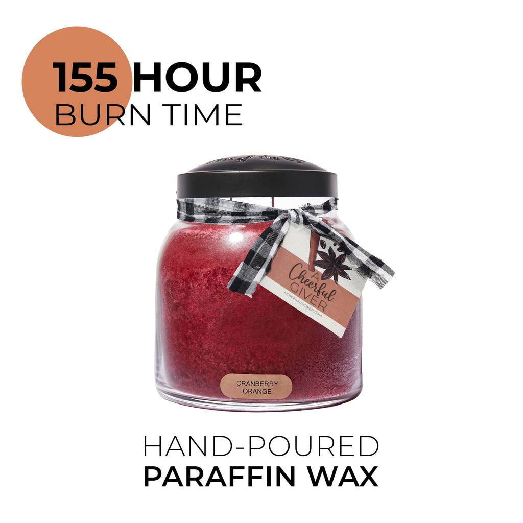 Cranberry Orange - 34oz Papa Scented Candle Jar with Lid - Keepers of the Light - 155 Hours of Burn Time, Gift for