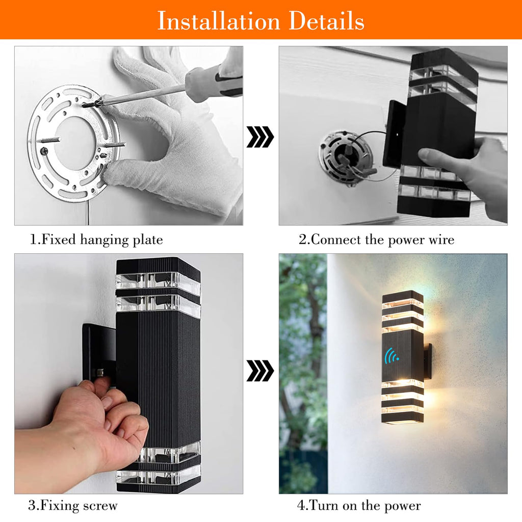 Dusk to Dawn Outdoor Light Fixture Outdoor Wall Lights, 3-Tier, 16 in