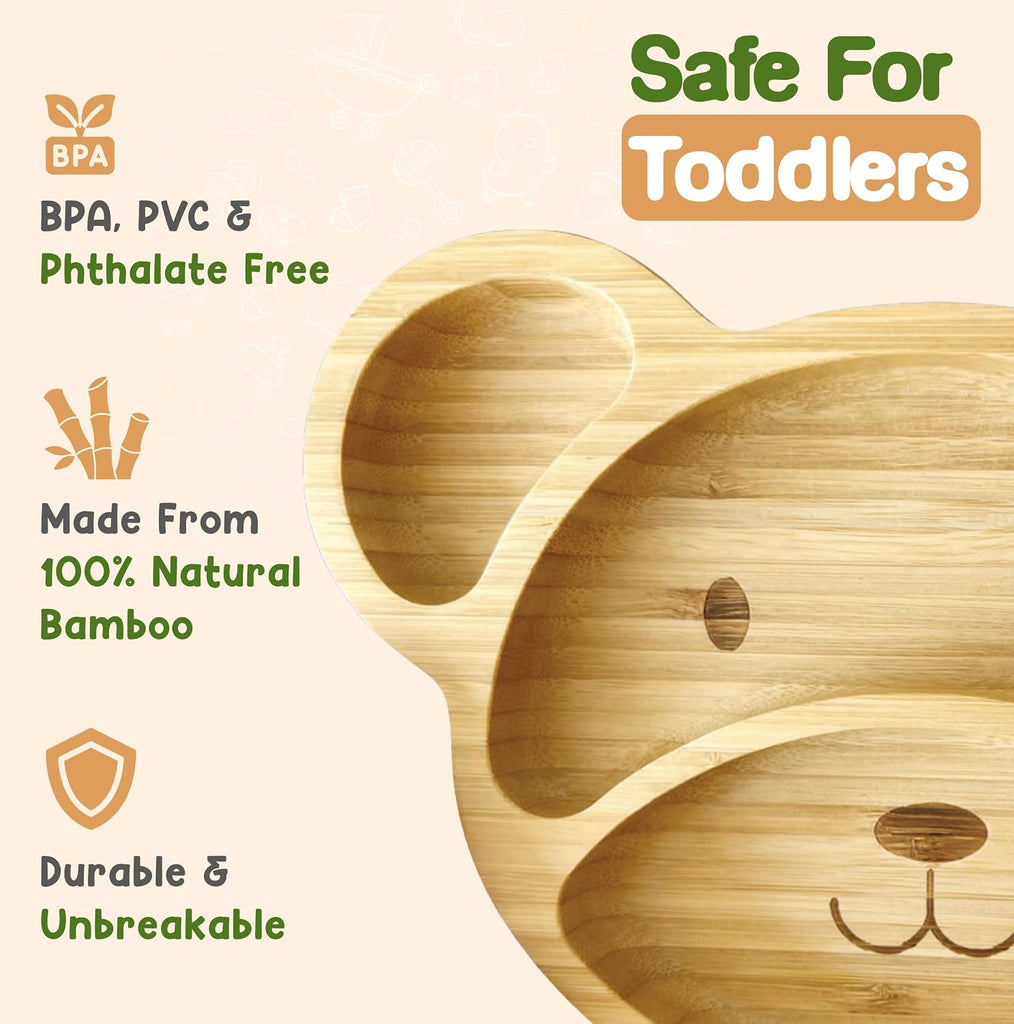 Plates for Kids - Baby & Toddler Plates with Suction for Feeding & Weaning, Eco-Friendly Design Promotes