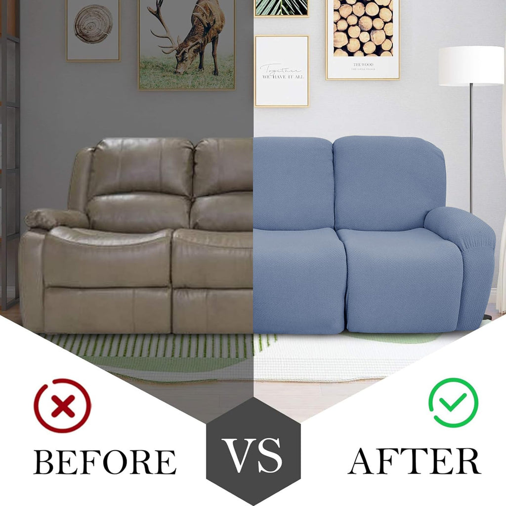 8-Piece Recliner Sofa Covers Stretch Jacquard Couch Covers for Recliner Slipcovers 3 Cushion Soft Recliner Protector