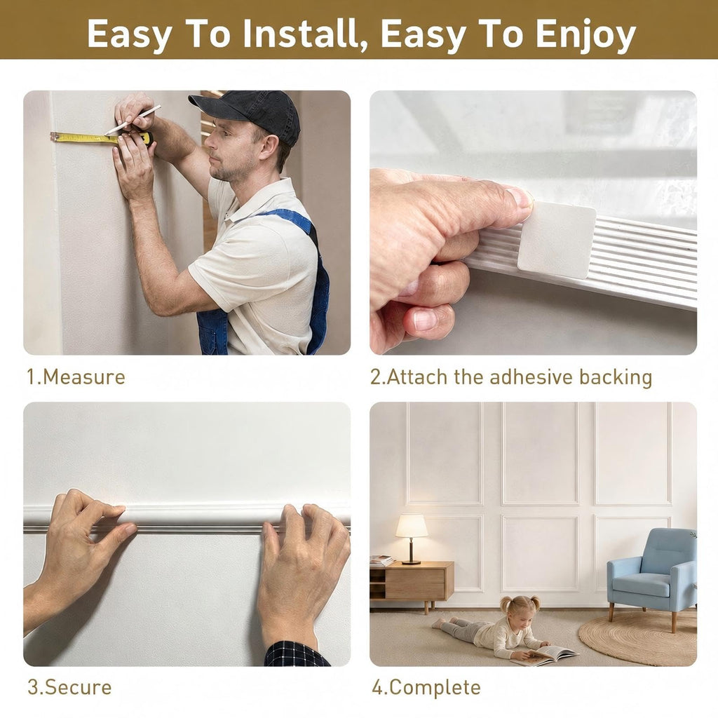 Peel and Stick Wall Molding Kit, 6 Large Frames, 54 x 24 Inch