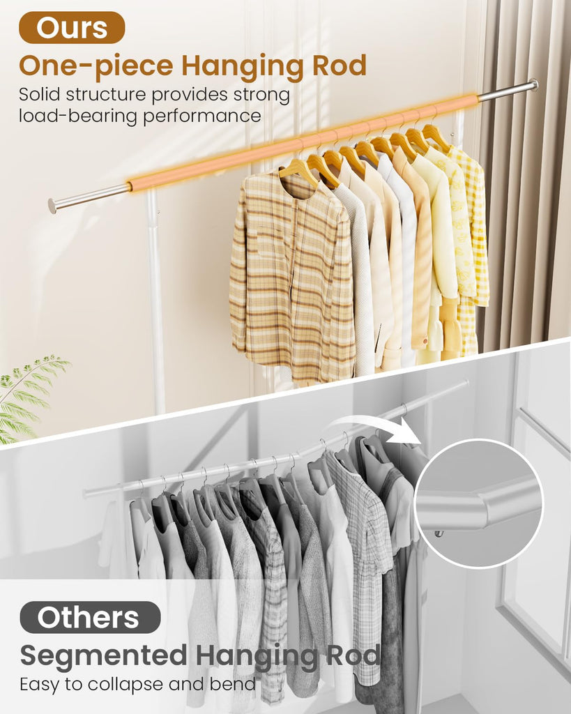 Heavy Duty Garment Rack, Metal Clothes Rack Load 450 LBS, Rolling Clothing Racks for Hanging Clothes with Lockable