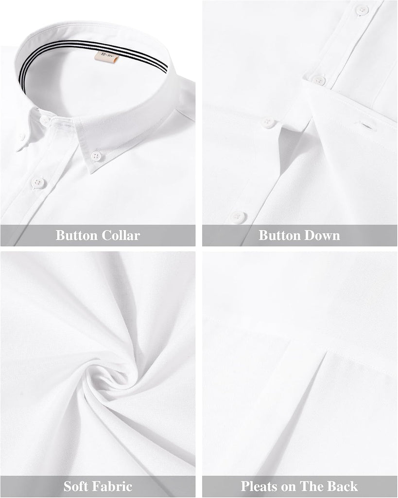 Boy's Long Sleeve Oxford Dress Shirts Solid Casual Button Down Collar Shirt Kids Formal Uniform Tops