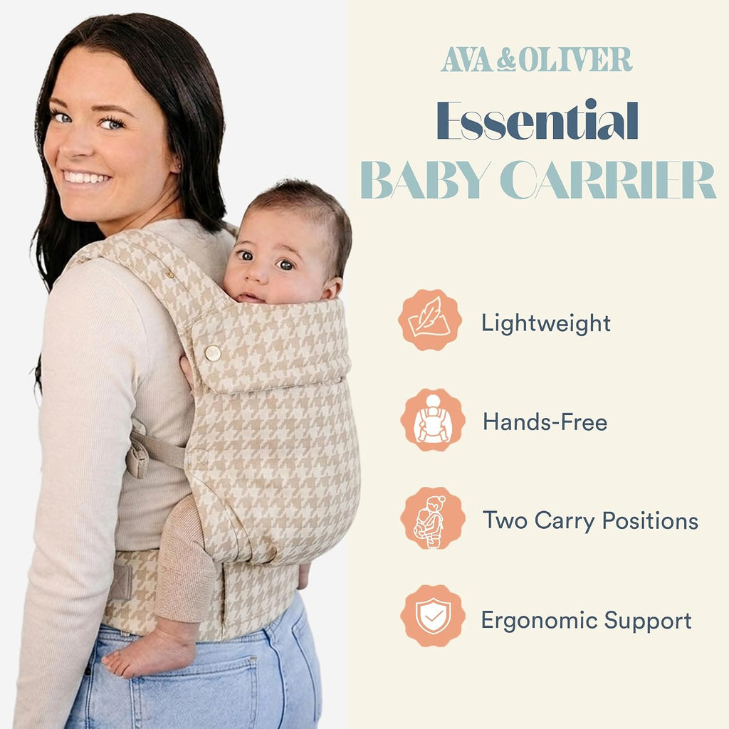 Ergonomic Hip-Healthy Baby Carrier, Front-Back Carry, 7-35 lbs, Houndstooth