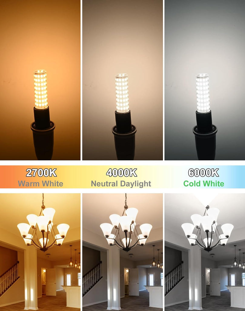 E12 9W 6000K LED Candelabra Bulbs 100w Equivalent 1200lm 6Pack