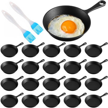 20 Sets Mini Cast Iron Skillet 4 Inches Nonstick Black Pan