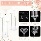 2 Pcs 3 Arms Acrylic Candelabras with Lampshade Set 30 Inch Wedding Table Candelabra Centerpieces Clear Candle Holder