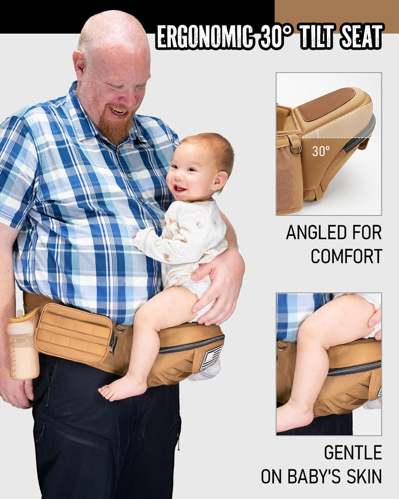 Baby Hip Carrier for Infant & Toddler (Up to 45 lbs), Coyote Brown