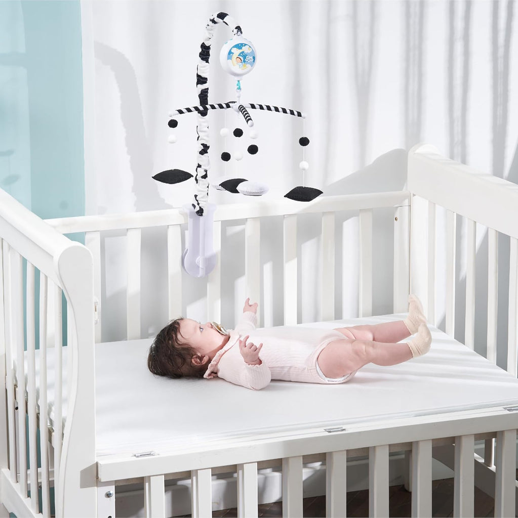 Montessori Mobile Baby for Crib (TINITIGIES) - Black and White Mobile Give Visual Stimulation to Engage Your Newborn