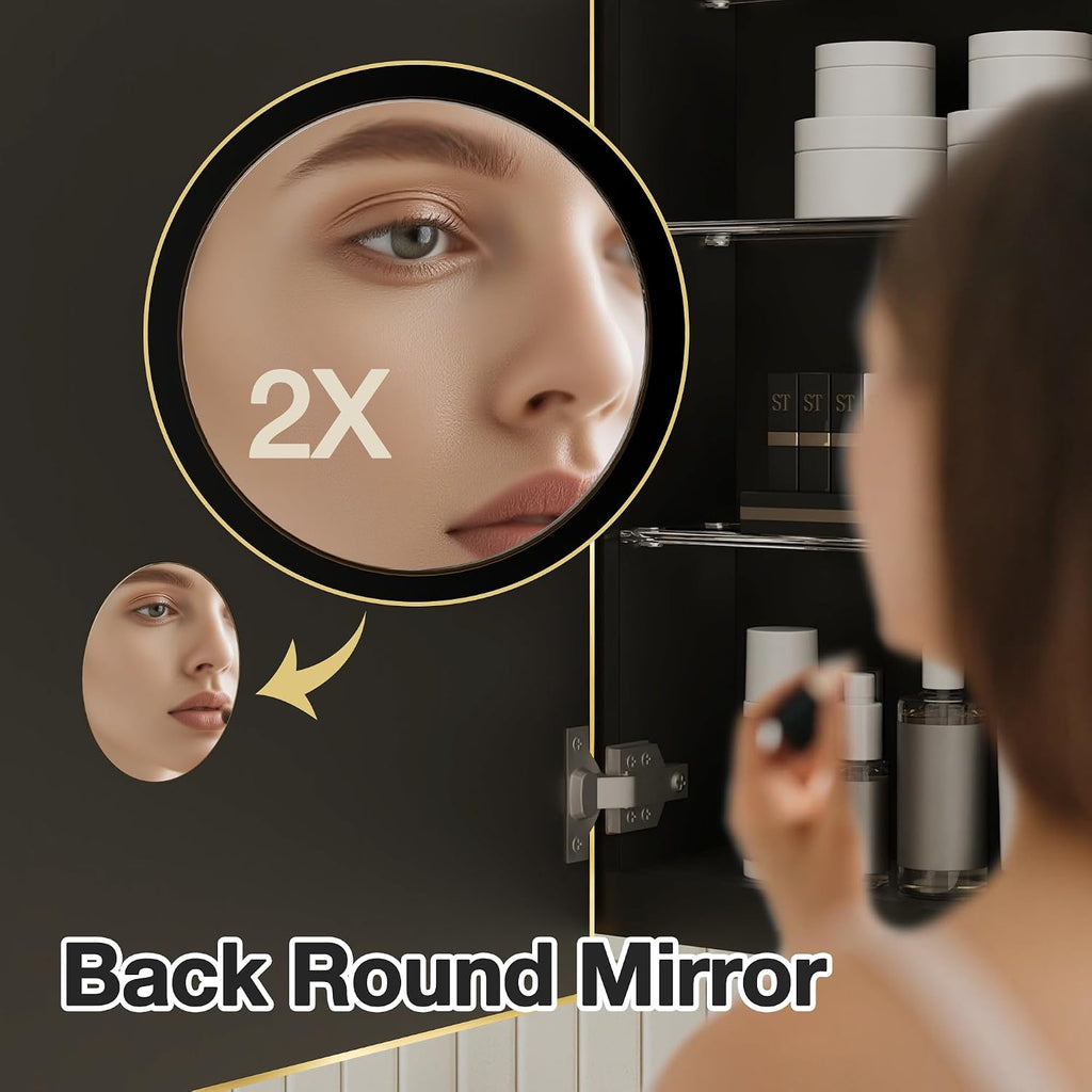 Arched Medicine Cabinet Mirror No Assembly Needed Bathroom Mirror with Storage Recessed or Surface Mount Options