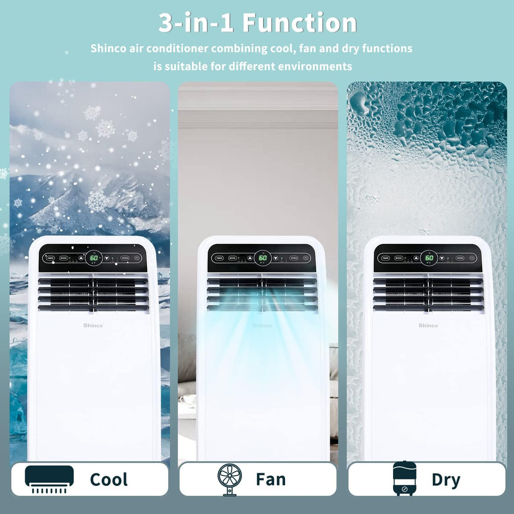 8,000 BTU Portable Air Conditioner, AC Unit with Built-in Cool, Dehumidifier & Fan Modes for Room up to 350 sq.ft