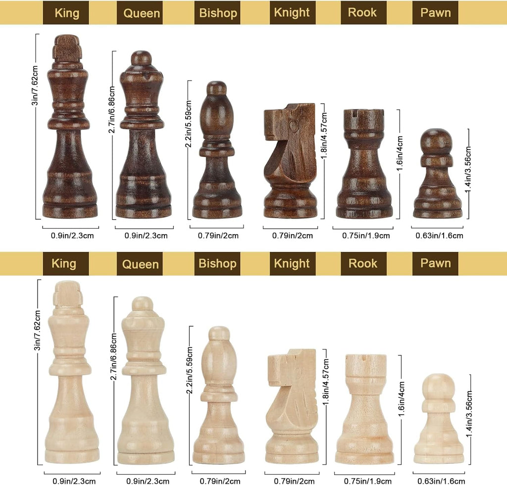 Magnetic Wooden Chess Set for Adults Kids 15'' Chess Board with Handmade Pieces, Folding Portable Travel Unique Chess