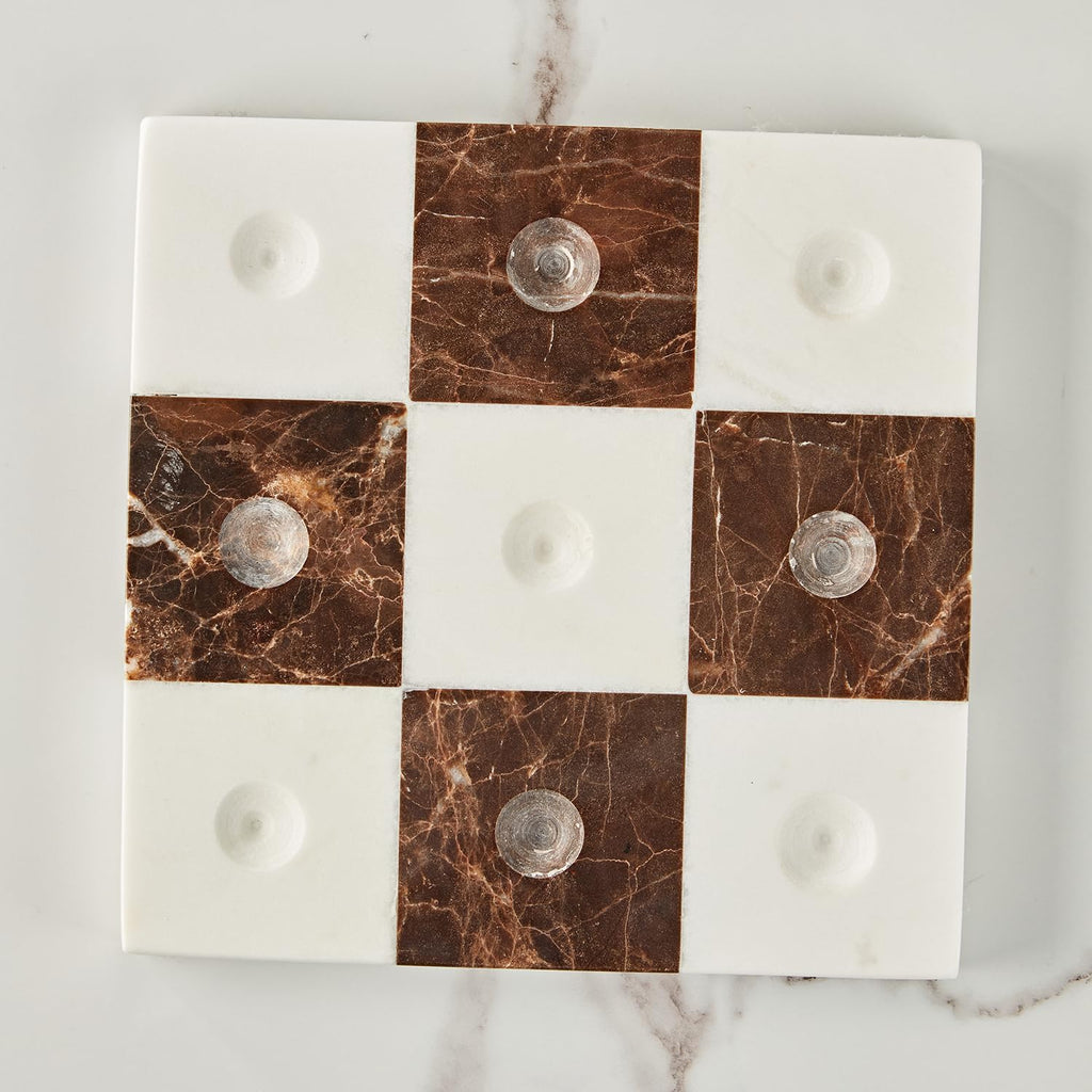 White Black Marble Tic Tac Game Set
