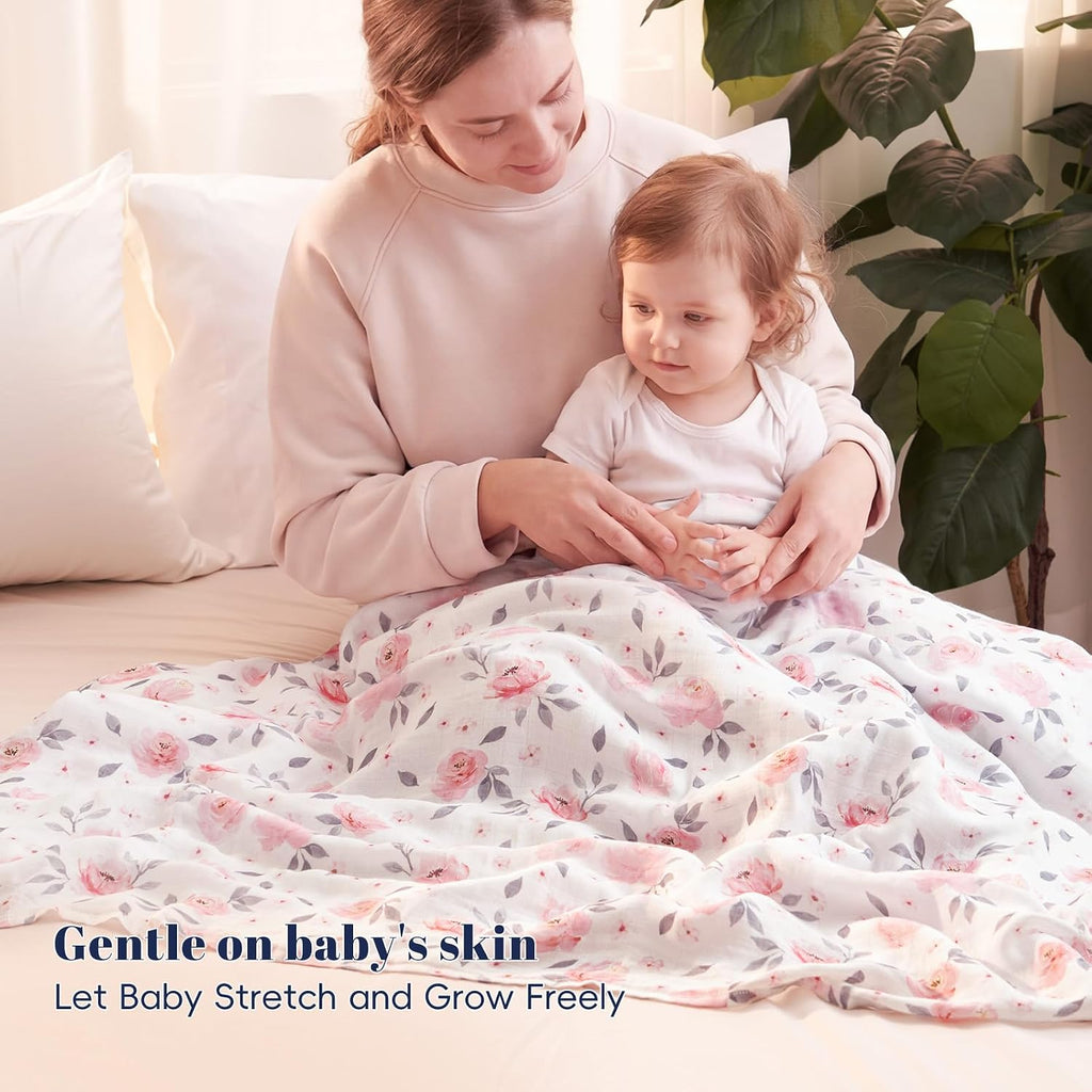 Muslin Swaddle Blankets for Newborn, Large 47x 47 Inches 4 Pack Organic Soft Breathable Receiving Blankets