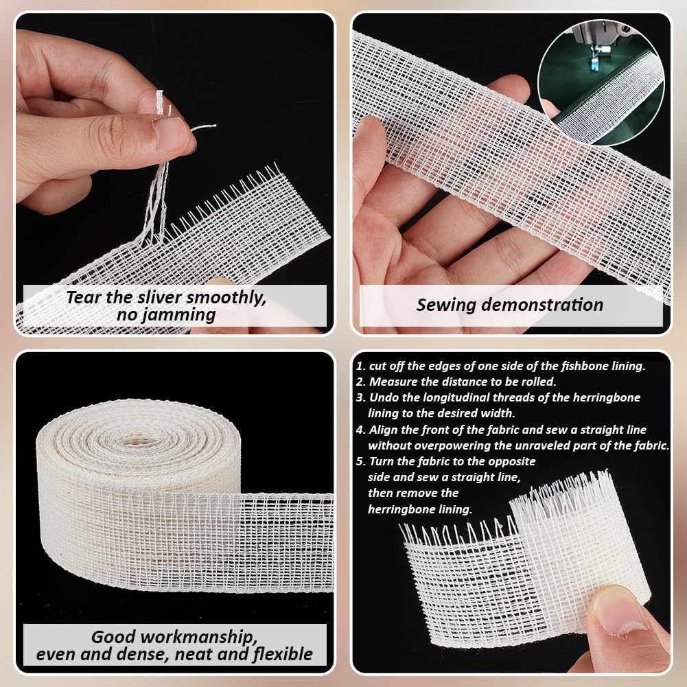 5.47 Yards Beige Fishbone Lining, 1.5 Inch Wide Fishbone Boning Lining, Polyester Fish Boning Sewing Accessories for