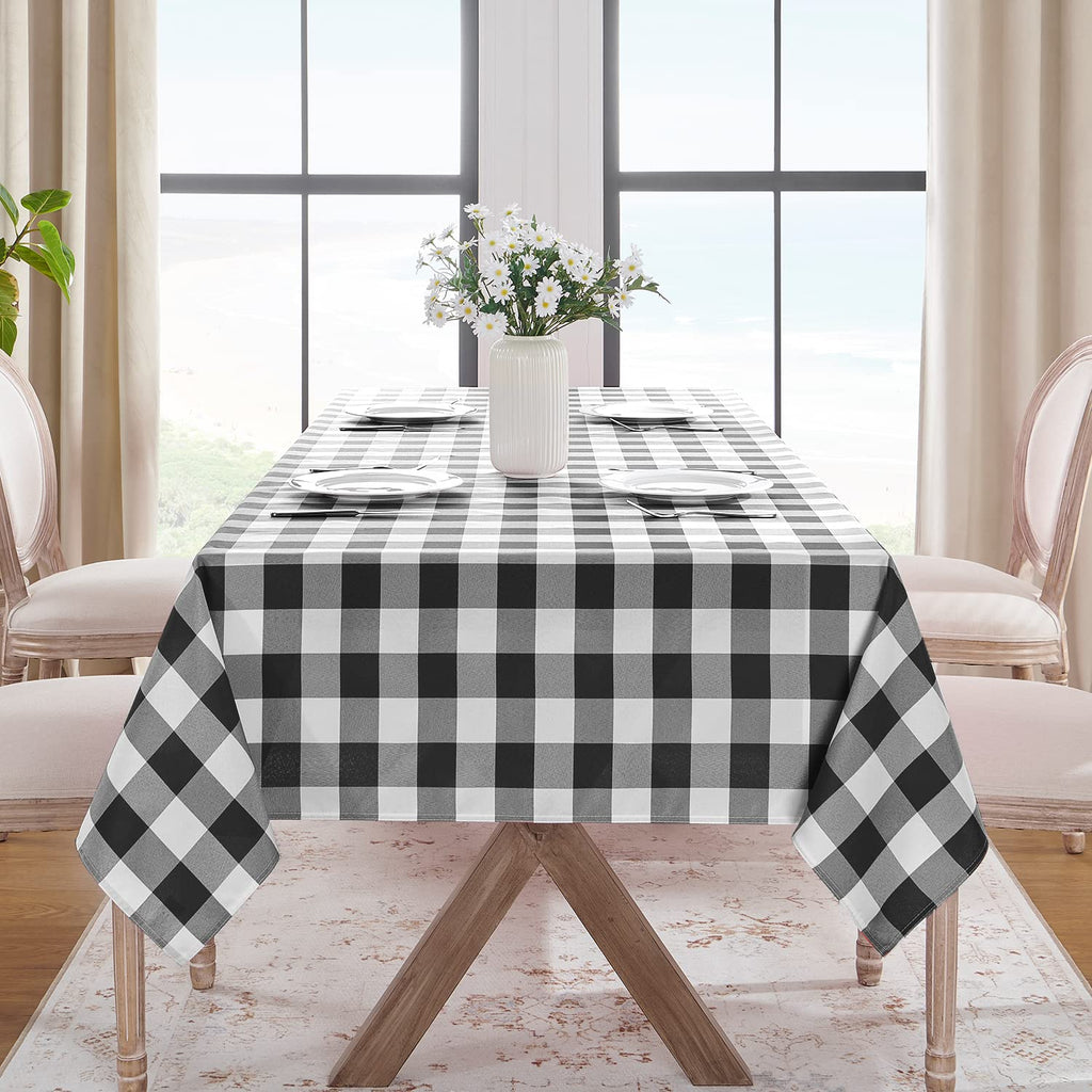 Gingham Tablecloth Rectangle, Black and White, 60 x 84 Inch