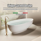 64" Edeyeu Freestanding Bathtub - Modern Artificial Stone Soaking Bathtub, Extra-Deep Freestanding Bathtub, Colored