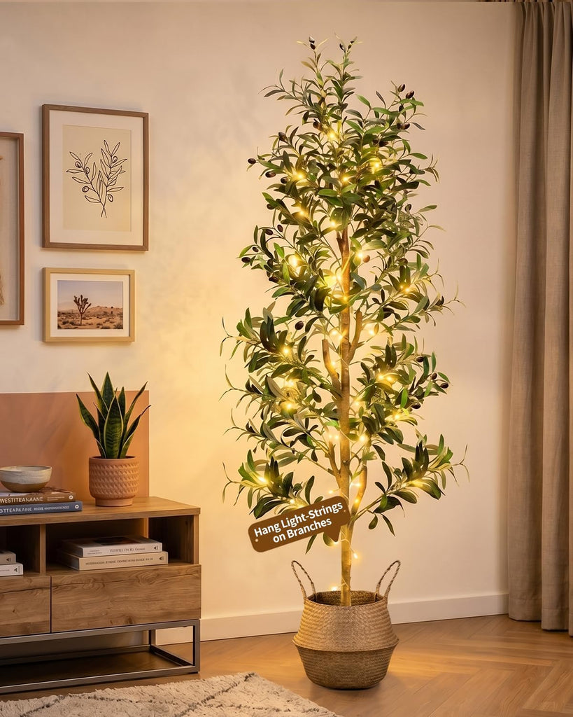 Olive Trees Artificial Indoor 6Ft Tall Faux Plants Large Fake Olivos Tree