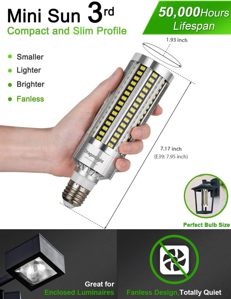 54W Corn LED Light Bulb Fanless (400 Watt Equivalent) E26/E39 Large Mogul Base LED Lamp 3000K Warm White 6,500LM