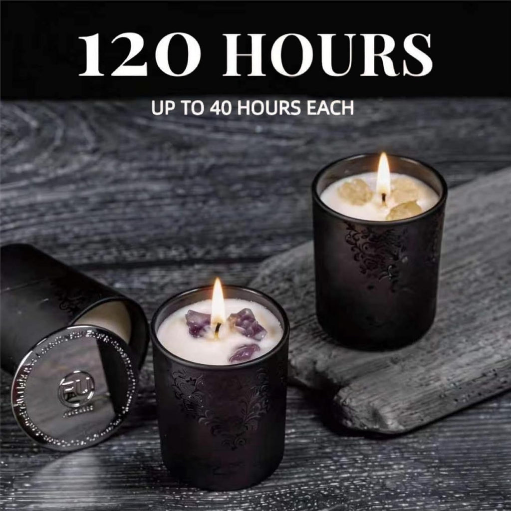 Luxury Candle Gift Set for Men, 3x7 oz, Trimmer & Snuffer Lid | Soy candles: Scented Wood Sage & Sea Salt, Smoky Oud