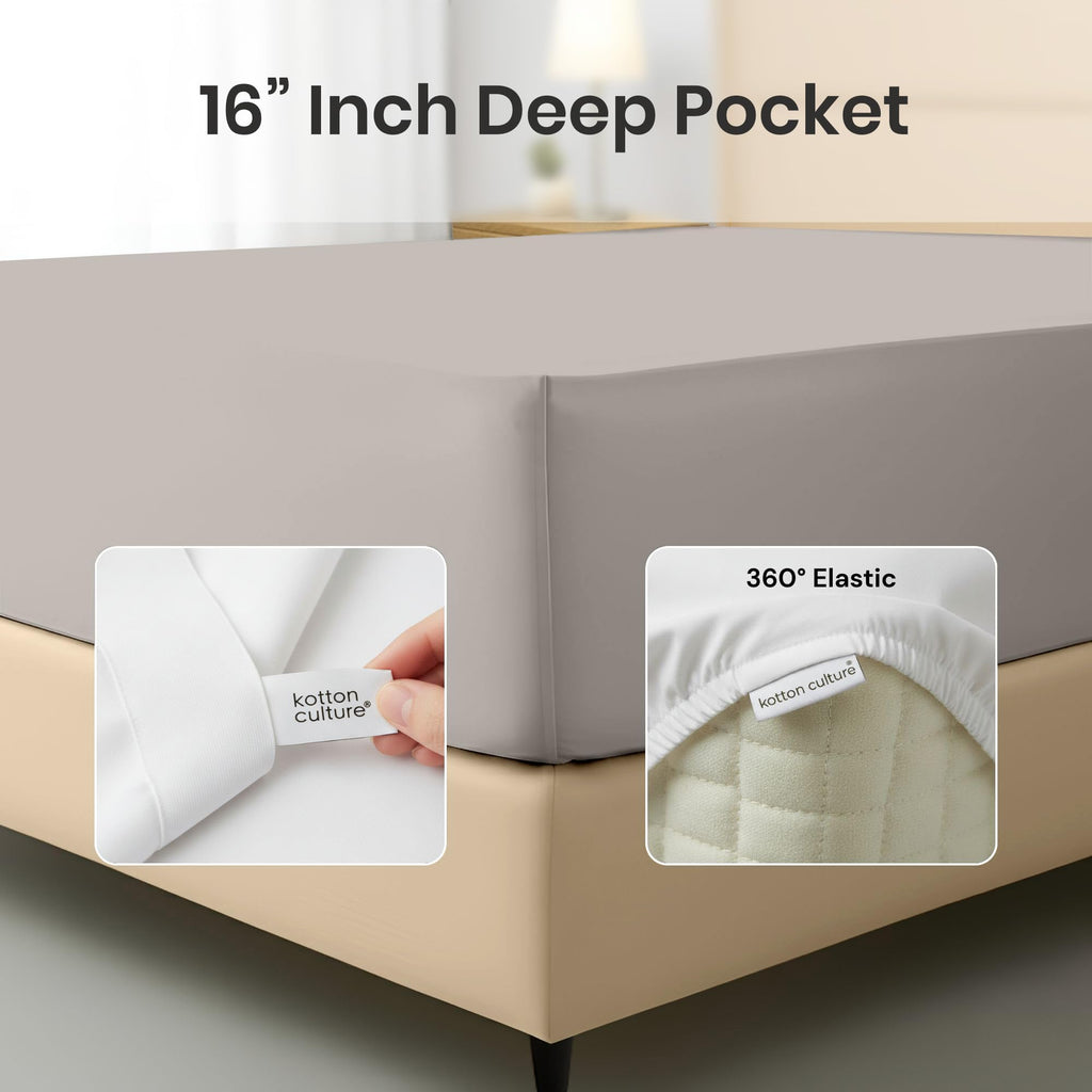 4 Pc Queen Sheet Set - 100% Egyptian Cotton Premium Hotel Luxury Bedding - Sateen Weave Soft Cooling Durable Bedsheet
