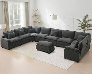 179" Oversized Modular Sectional Sofa U-Shaped Corner Cloud Couch with Ottoman, Convertible Deep Seat Velvet Couch